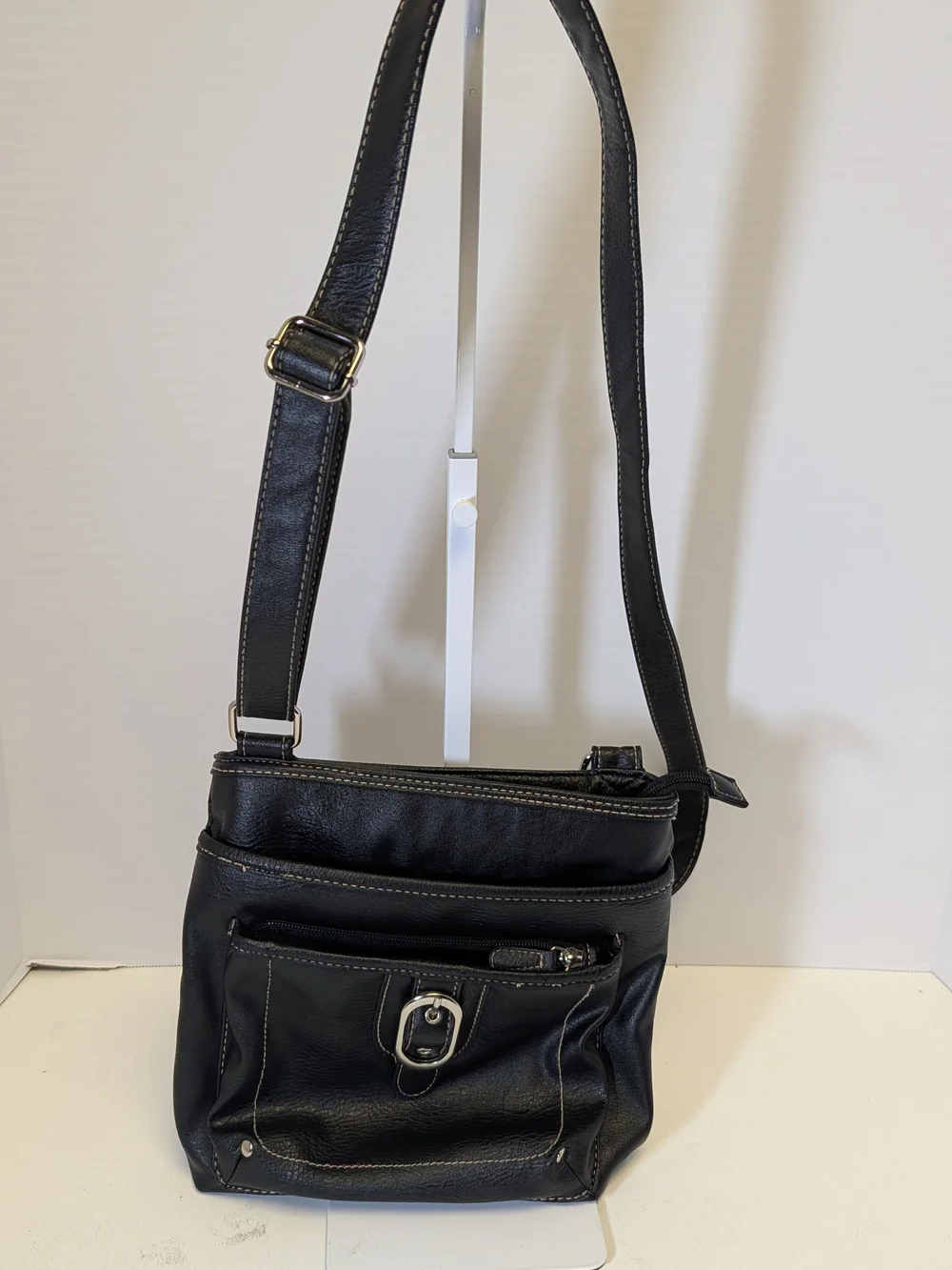Merona Black Leather-Look Messenger Bag for Men